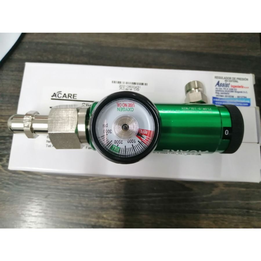 Manometro Regulador de Oxigeno tipo Rosca Acople CGA 540