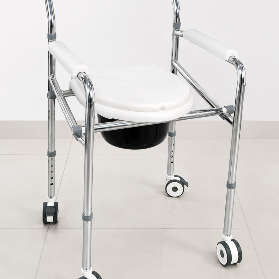 SILLA SANITARIA PLEGABLE EN ALUMINIO CON RUEDAS LÖWE - REF VH605