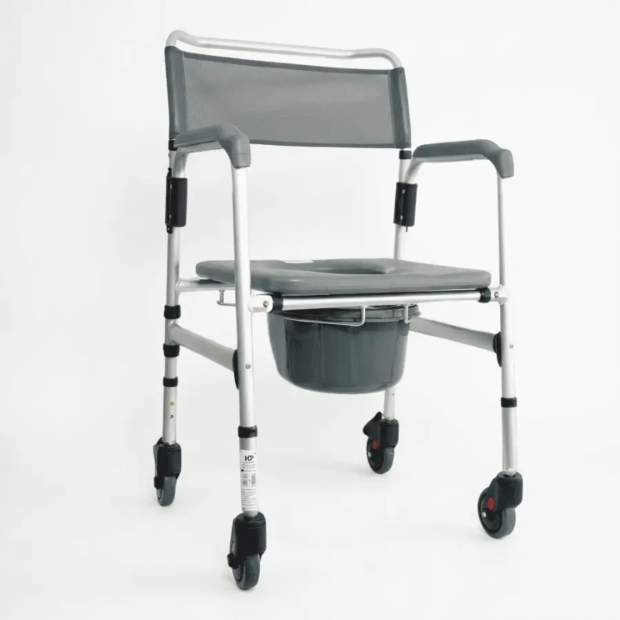 COMODO SANITARIO PLEGABLE CON RUEDAS EN ALUMINIO ANODIZADO